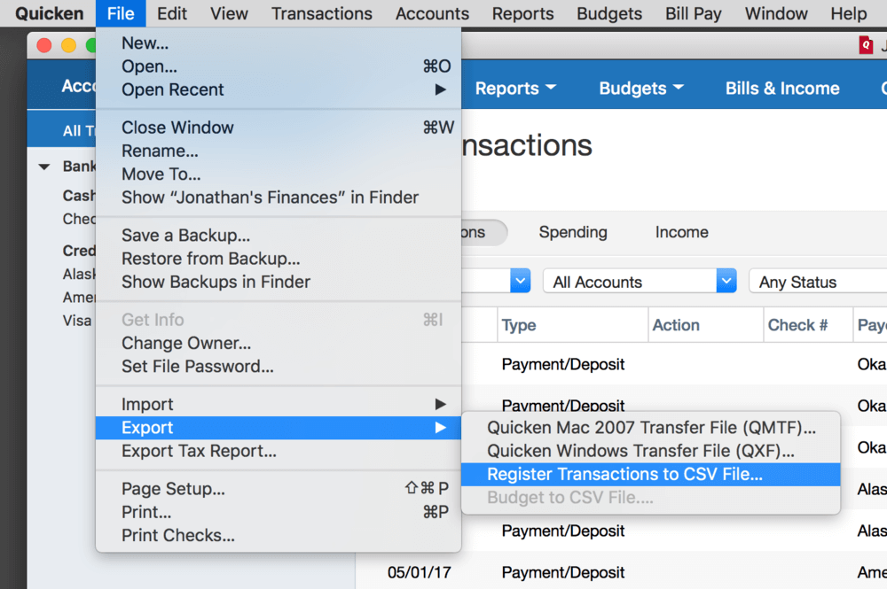 export quicken transactions final Export Quicken Transactions Final