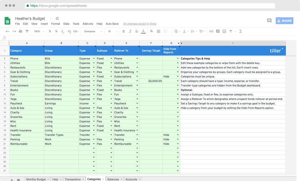 budget categories sheet budget-categories-sheet