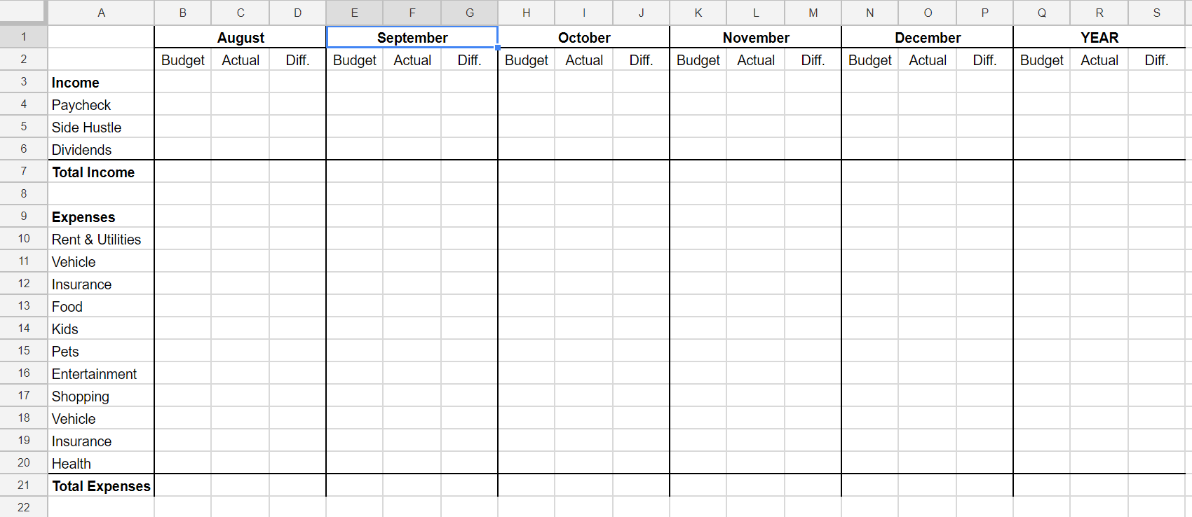 image 2 Simple Monthly Budget in Google Sheets