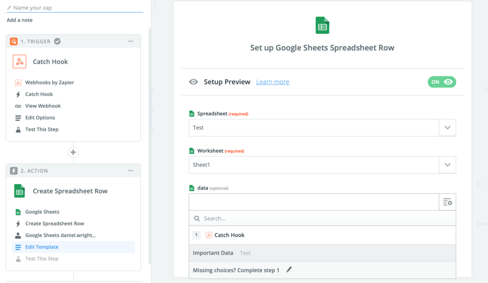 null 8 Set up Google Sheets