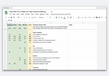 $100 Test in a Spreadsheet