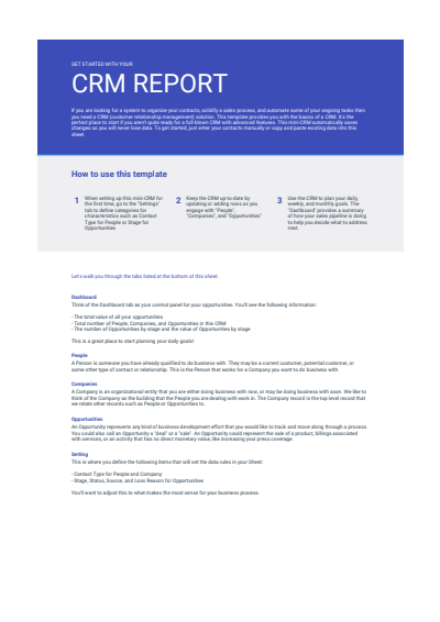 CRM Google Sheets Template