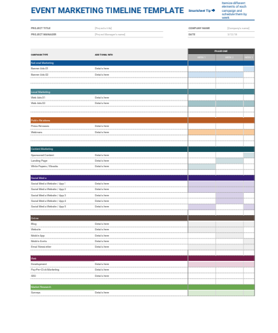 Event Marketing Timeline Google Sheets