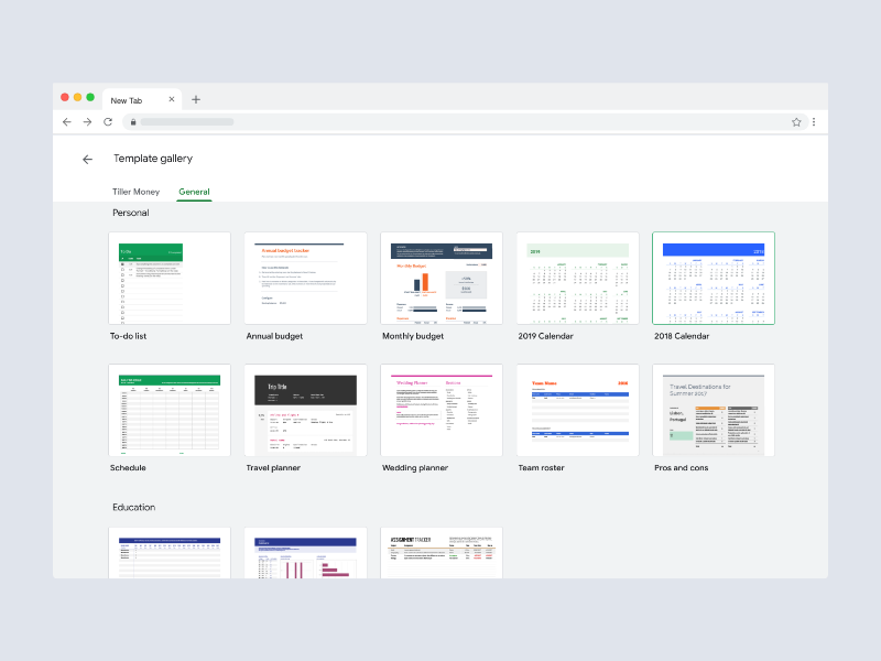 Google Sheets Gallery Templates