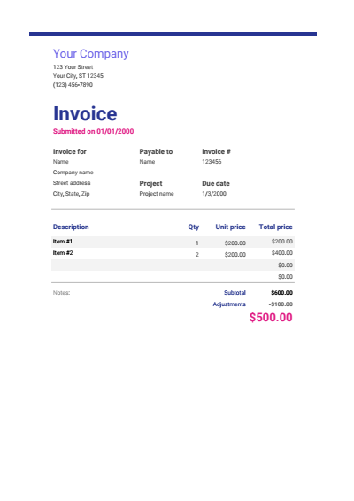 Google Sheets Invoice Template