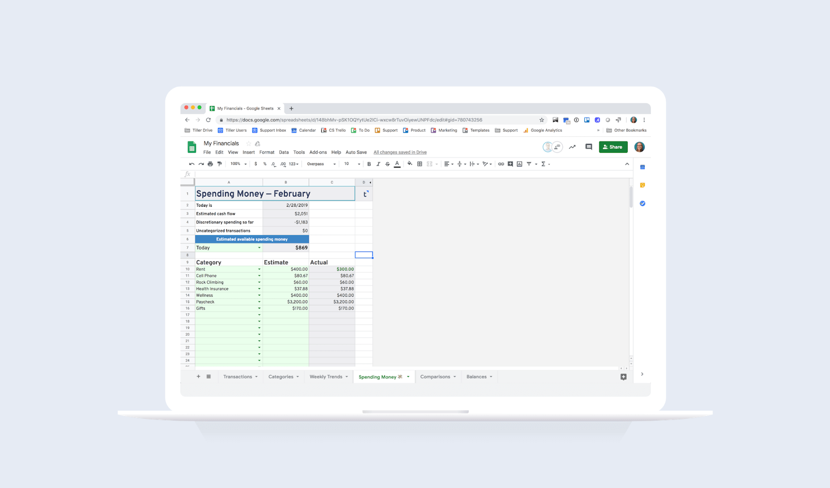 Spending Money Spreadsheet