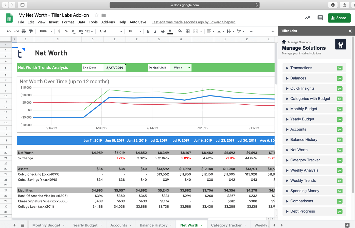 Net Worth Tracker for Google Sheets Tiller Labs Net Worth Tracker for Google Sheets - Tiller Labs