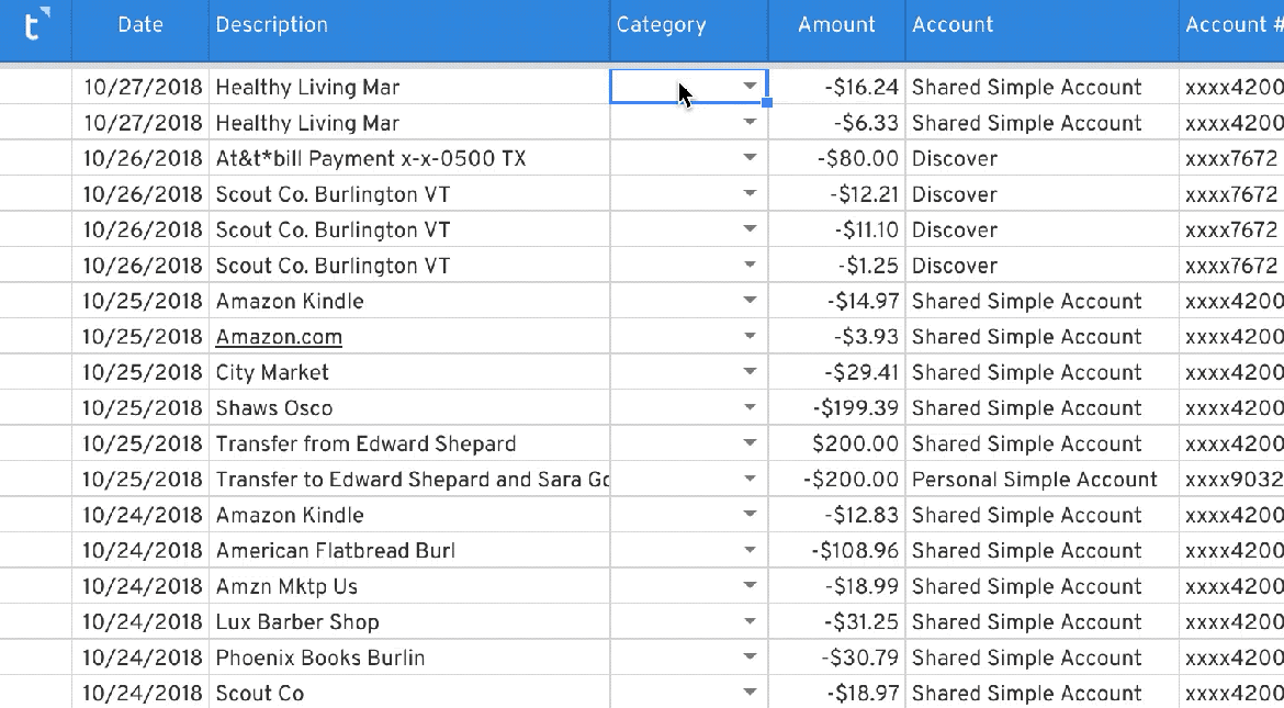 Type Transaction Categories 2 Type Transaction Categories 2