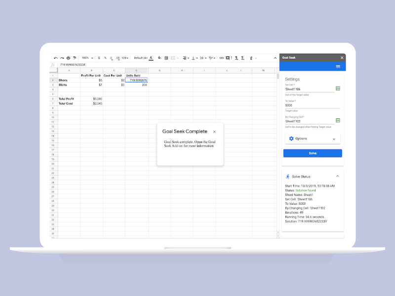 Goal Seek for Google Sheets
