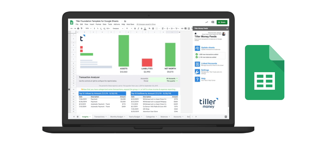 Tiller Money Feeds for Google Sheets 2 Tiller Money Feeds for Google Sheets 2