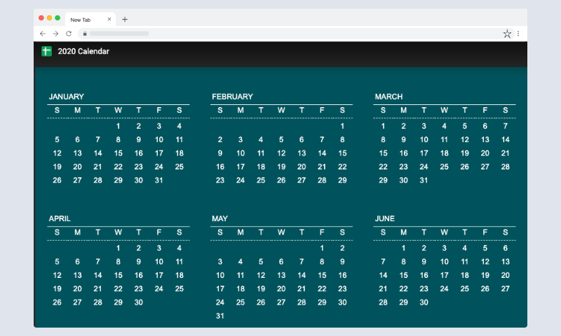 2020 Google Sheets cal 2020 Google Sheets Cal