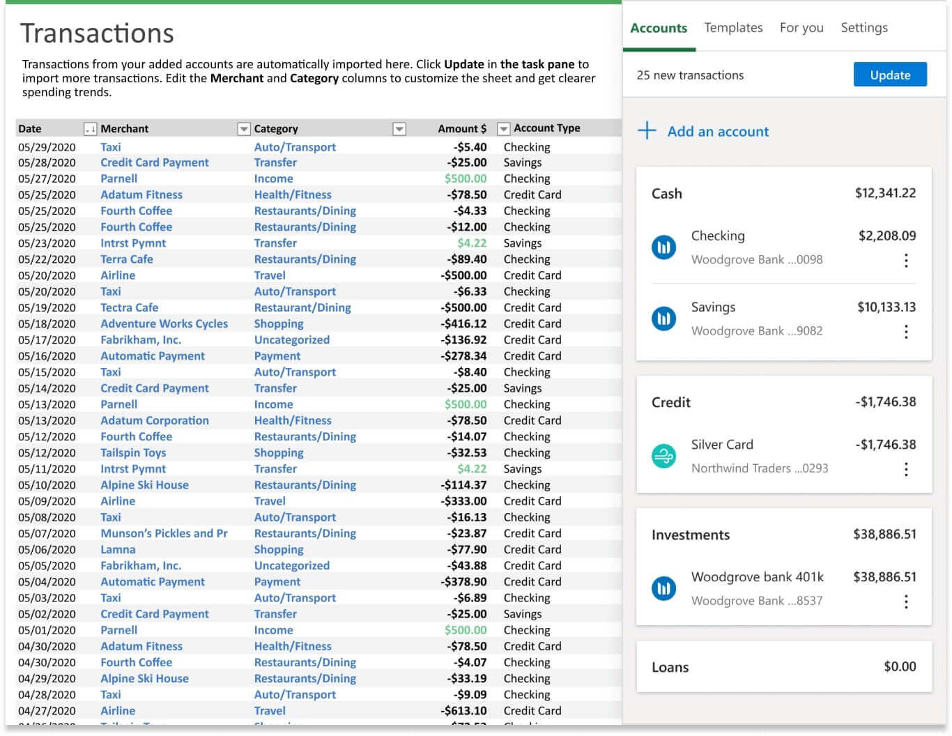 Transactions Money In Excel