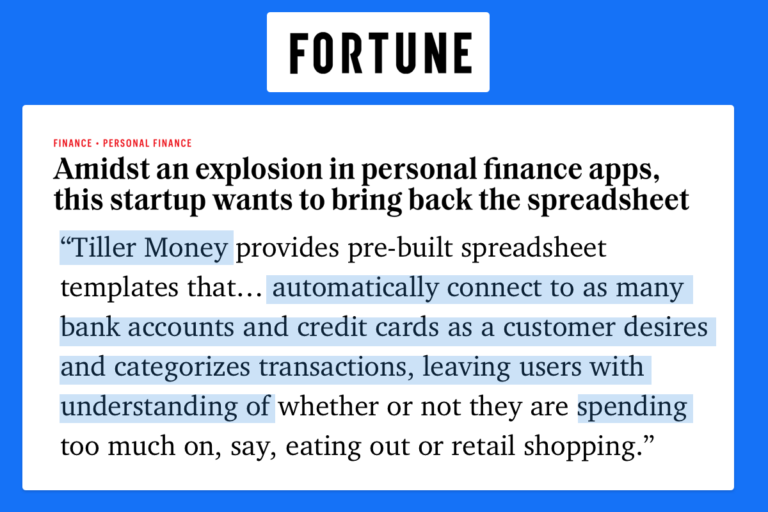Fortune Magazine Tiller Money