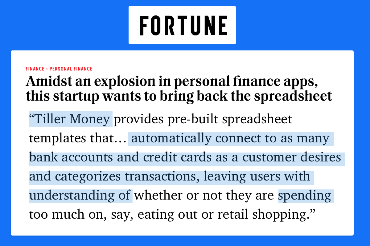 Fortune Magazine Tiller Money