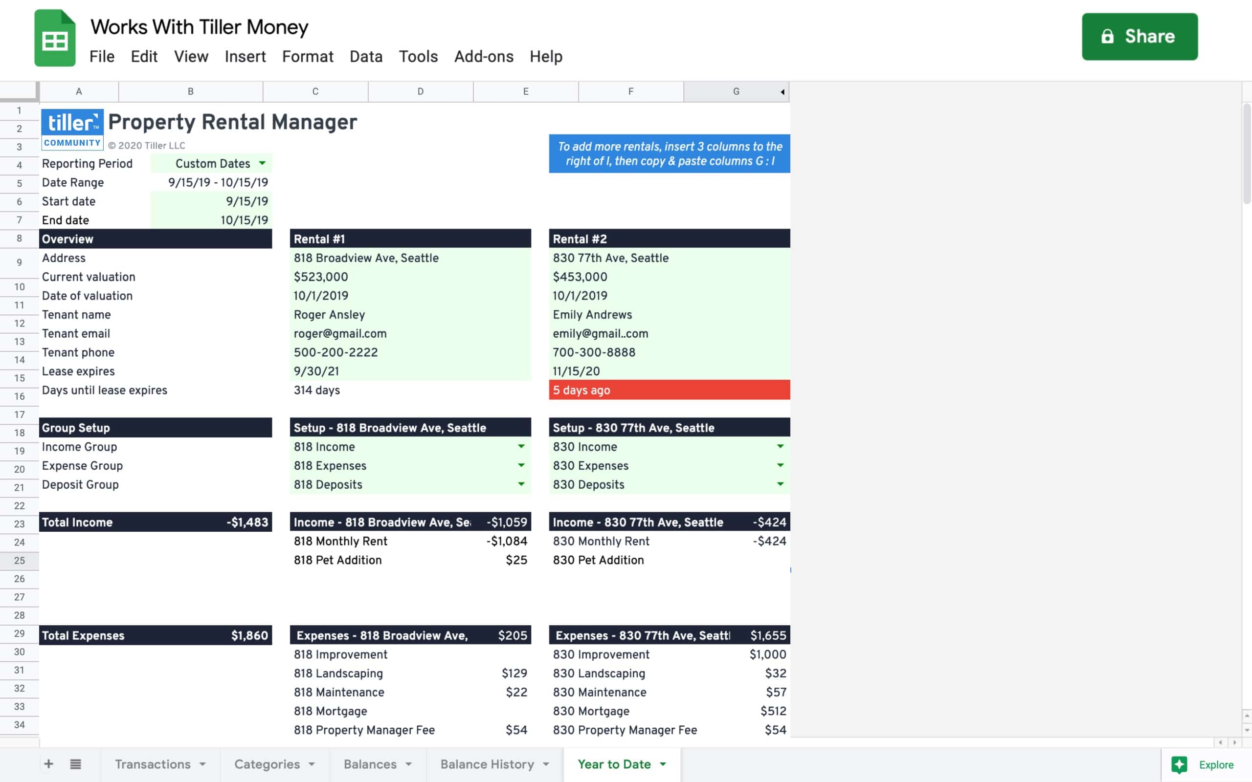Rental Property Spreadsheet rental property spreadsheet