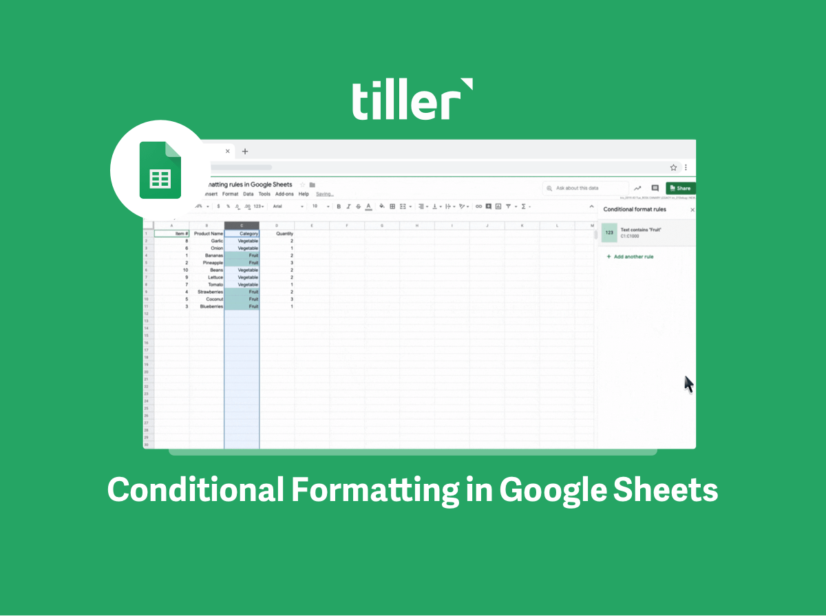 conditional formatting in google sheets