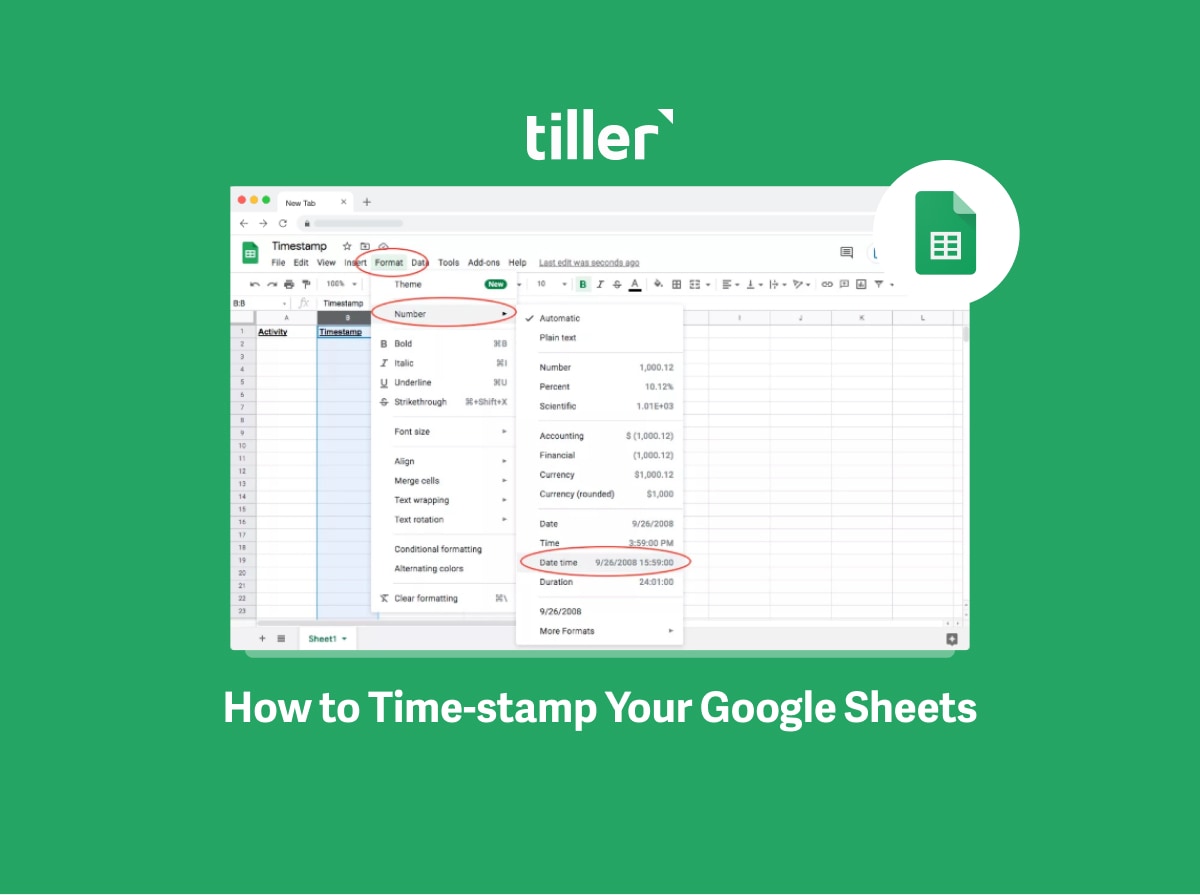 how to time stamp in google sheets