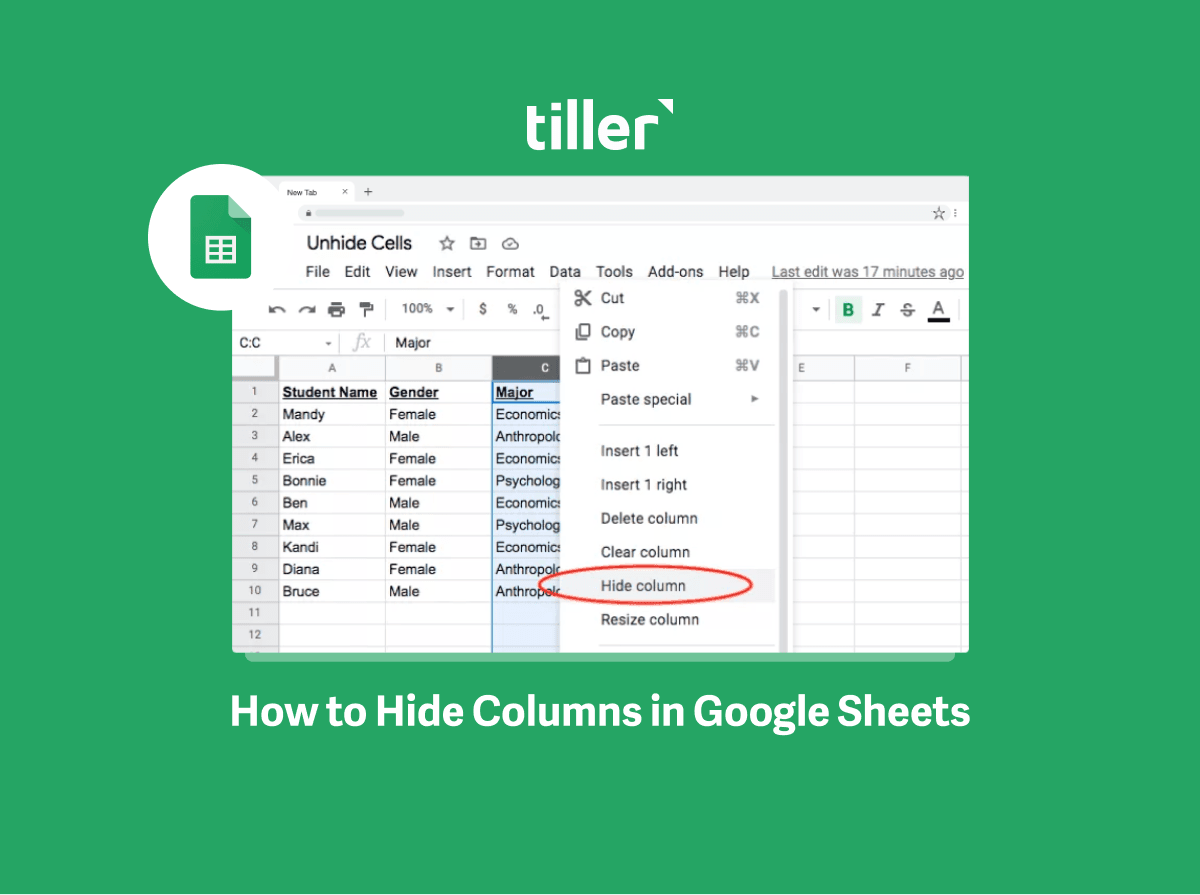 How to Hide and Unhide Columns In Google Sheets
