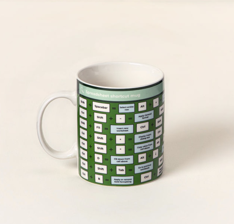 spreadsheet shortcuts mug