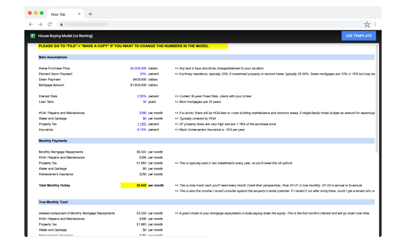 House Buying Model vs Renting Spreadsheet house buying model vs renting spreadsheet