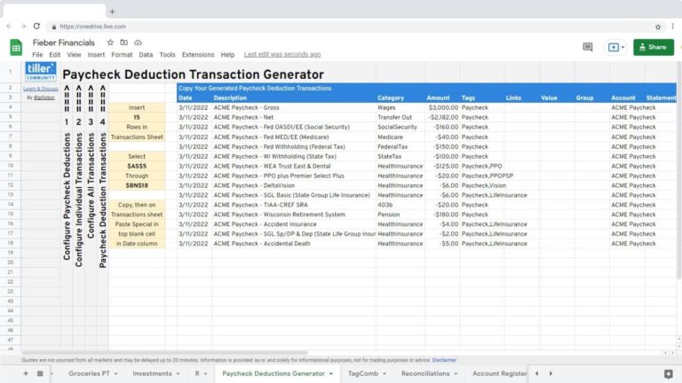 paycheck deductions tracker spreadsheet