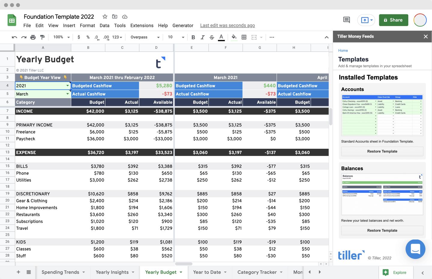Tiller Foundation Template 2022 Google Sheets Yearly Budget Simple Browser tiller foundation template 2022 google sheets yearly budget simple browser