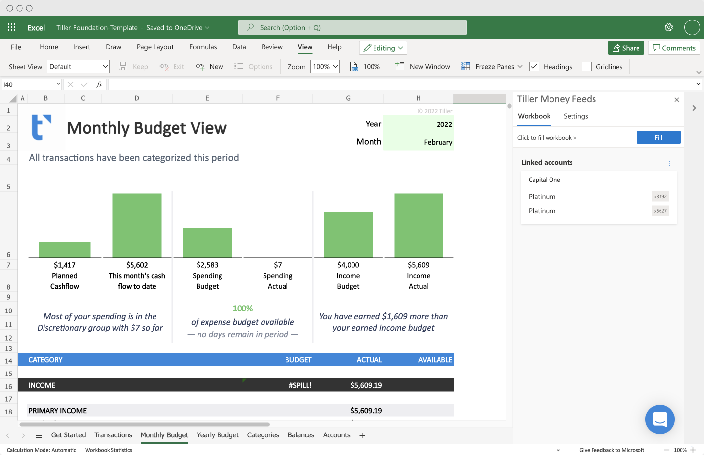 tiller foundation template 2022 microsoft excel monthly budget simple browser