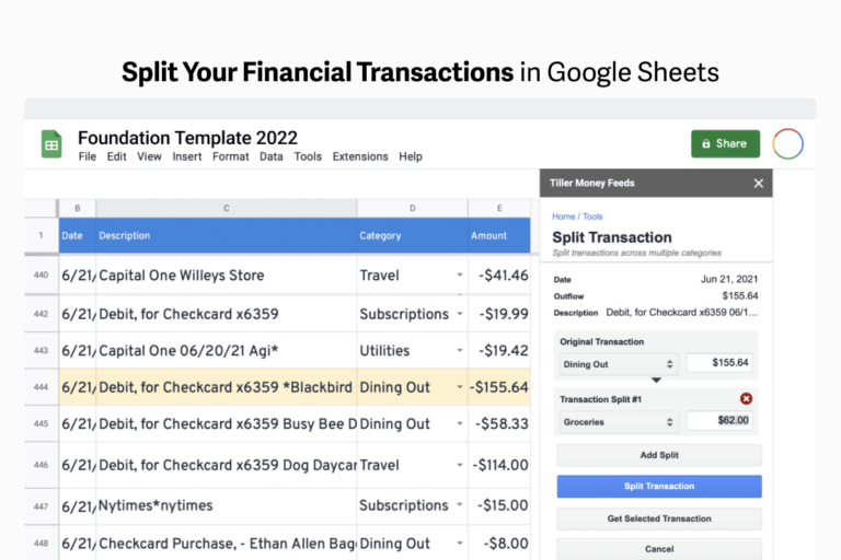 split transactions google sheets bp