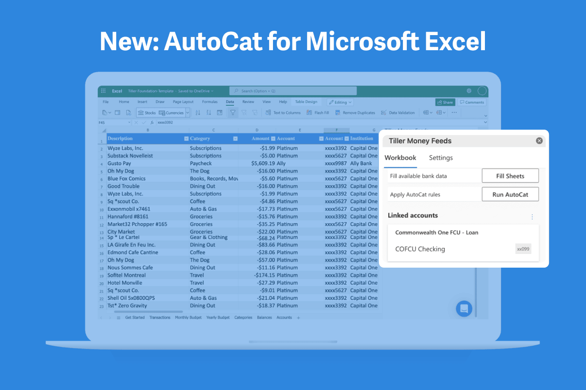 autocat for microsoft excel