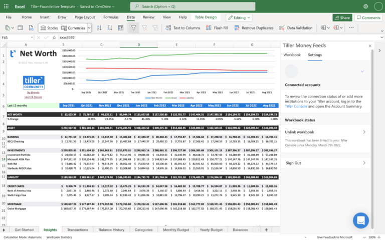 net worth template excel