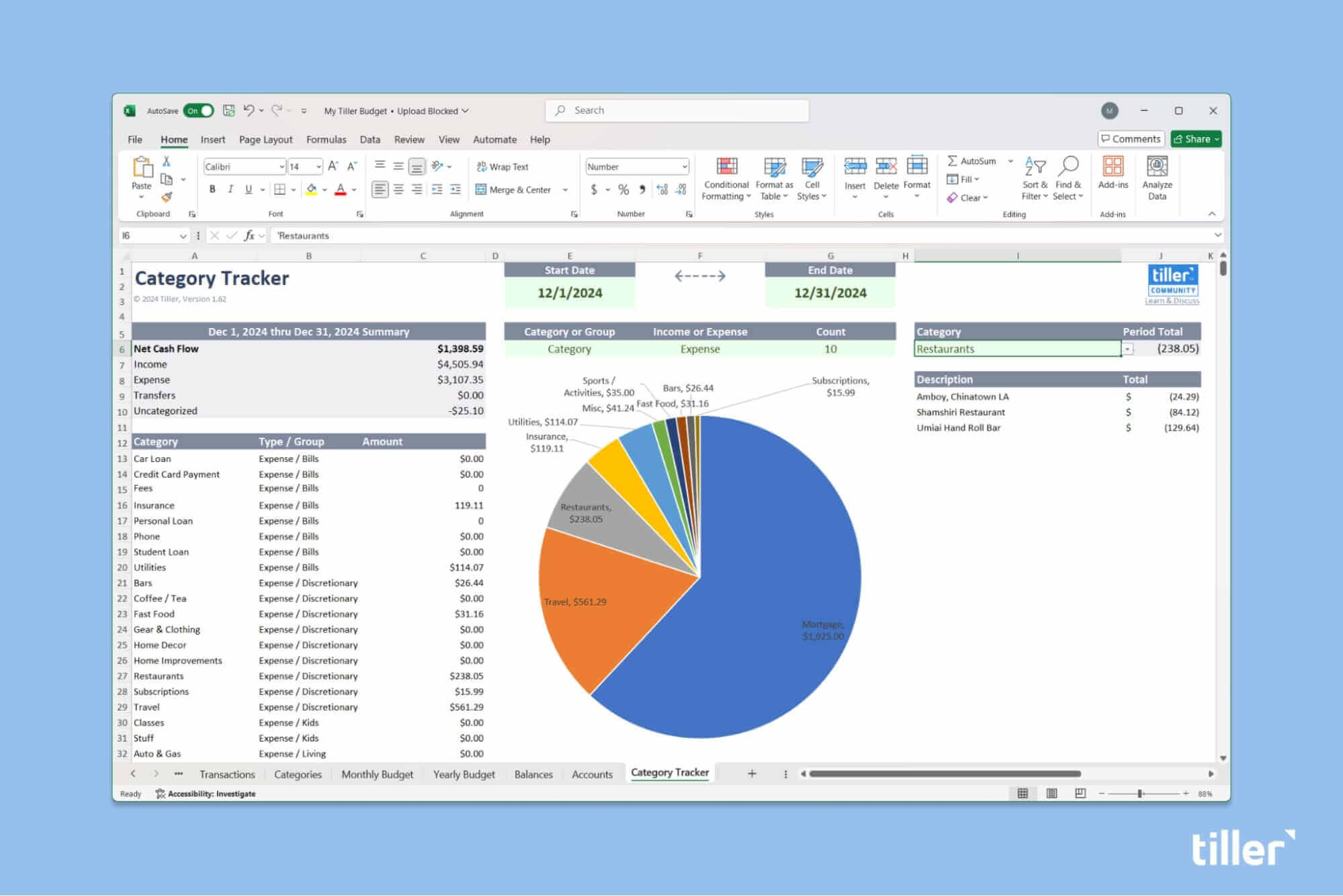 Tiller Category Tracker