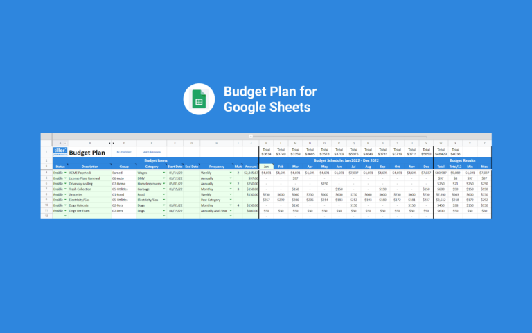 Budget Plan for Google Sheets Budget plan