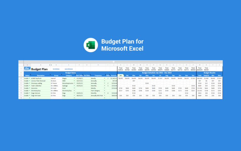 Budget Plan for Microsoft Excel