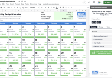 Monthly Budget Calendar
