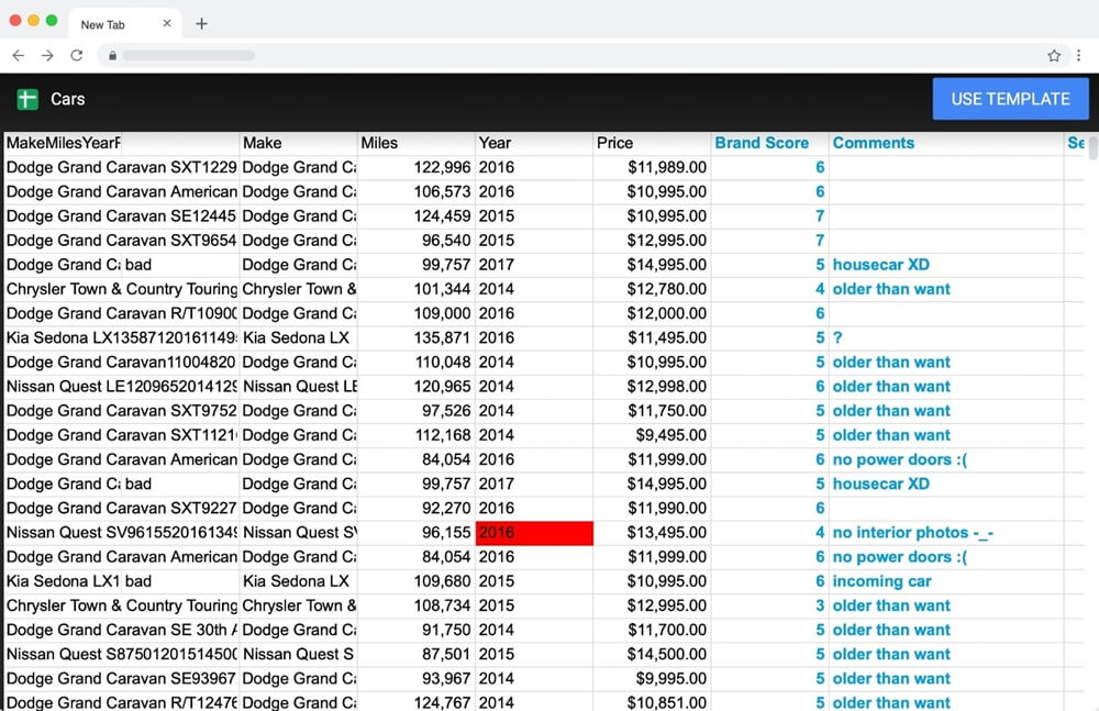 Crazy Car Spreadsheet Crazy Car Spreadsheet