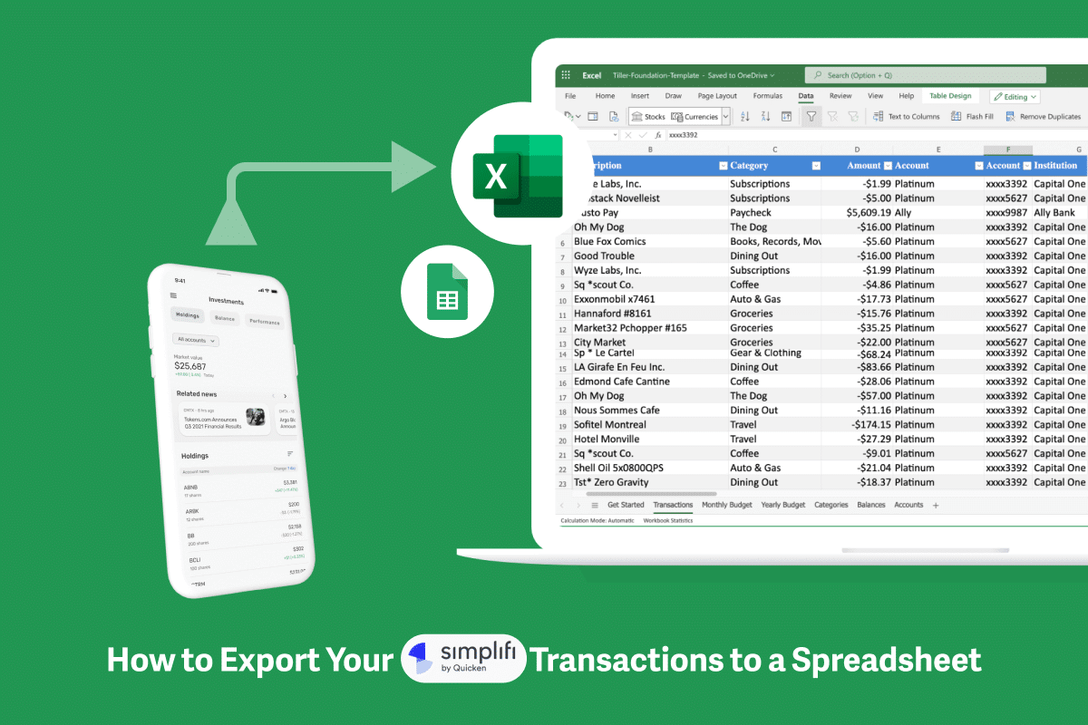 Export Simplifi Transactions Spreadsheet