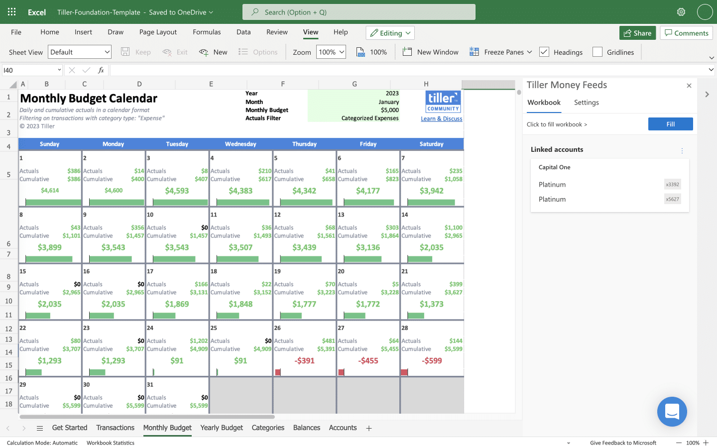 Monthly Budget Calender for Microsoft Monthly Budget Calendar