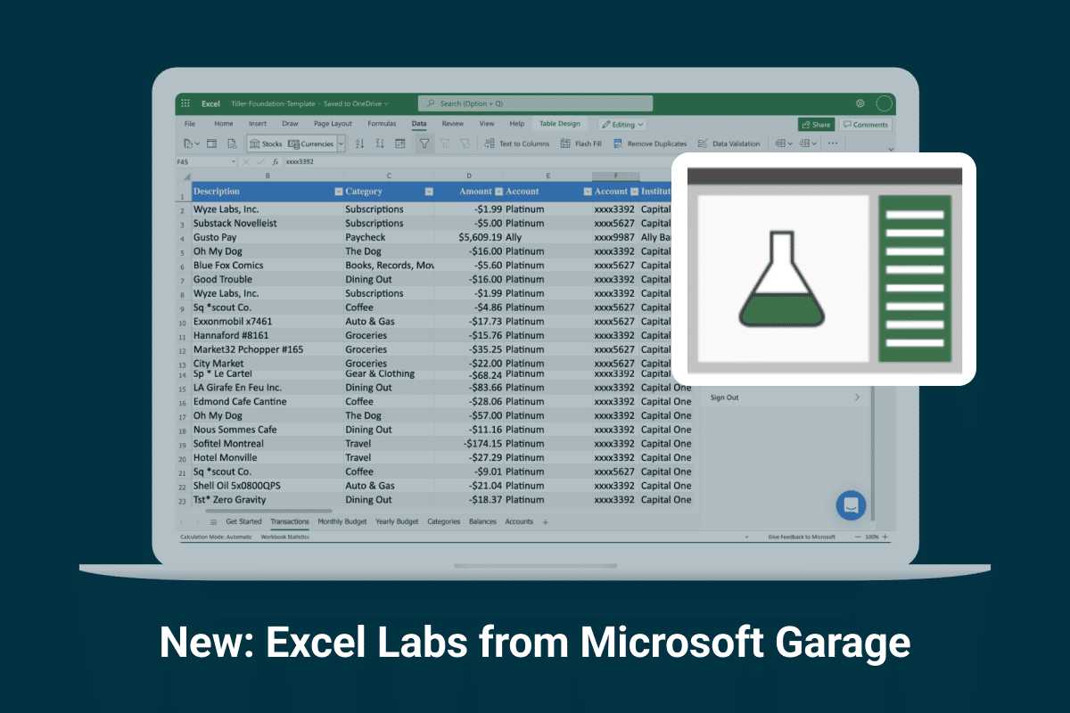 Excel labs from Microsoft Garage