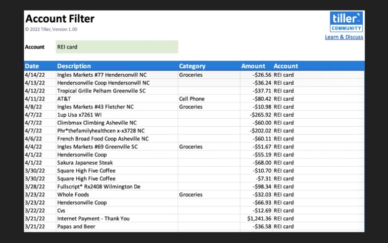 Account Filter Excel