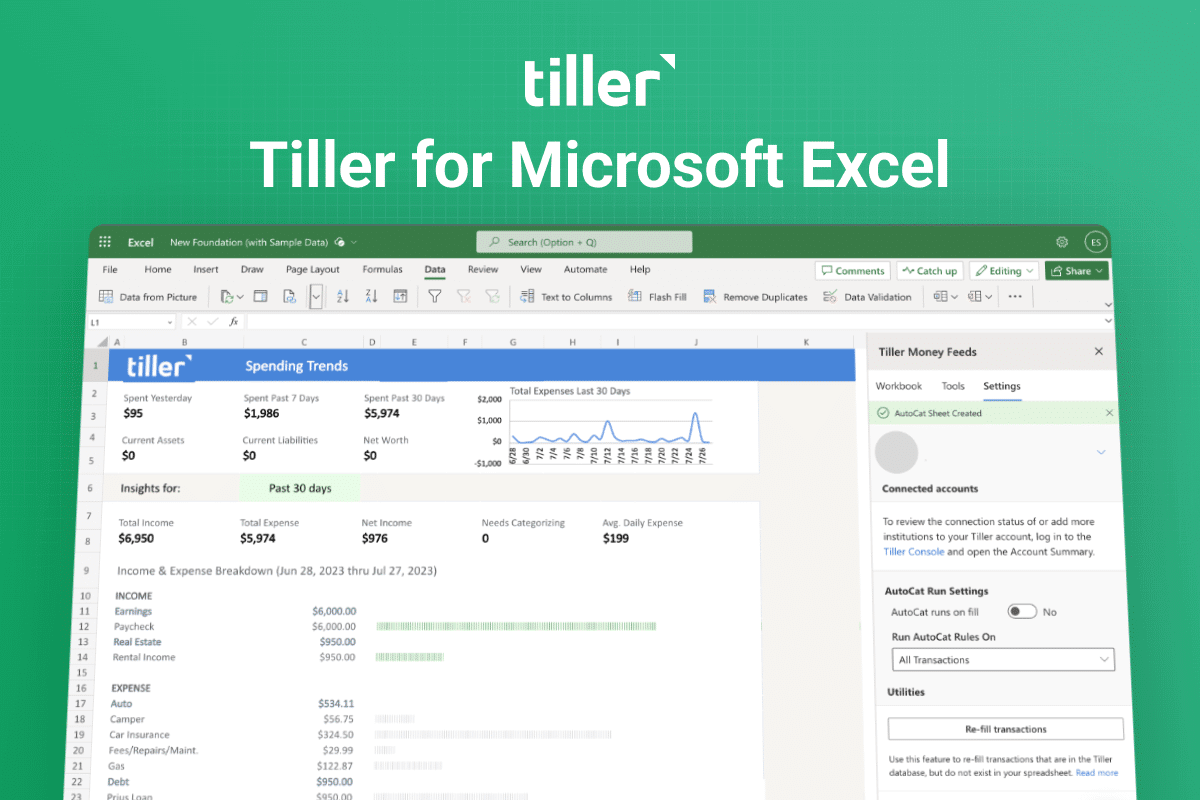 Tiller For Excel