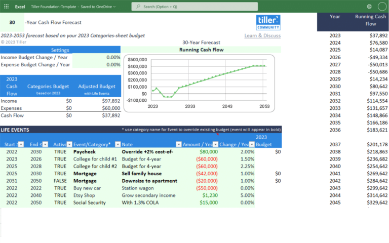 Cash flow template