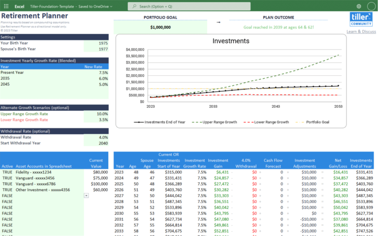 Retirement Planner Spreadsheet Excel