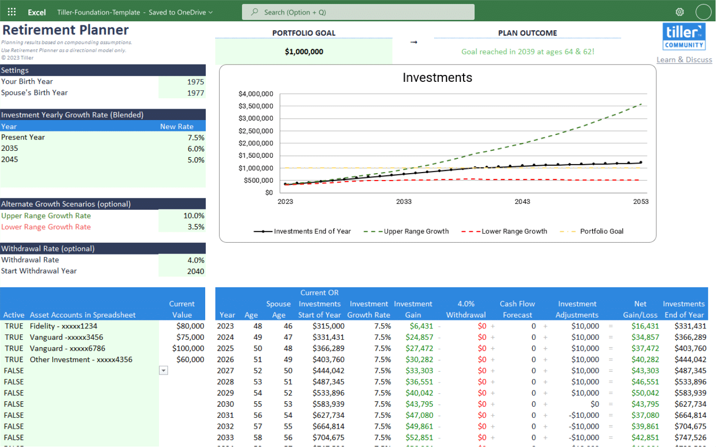 Retirement Planner Spreadsheet Retirement Planner Spreadsheet