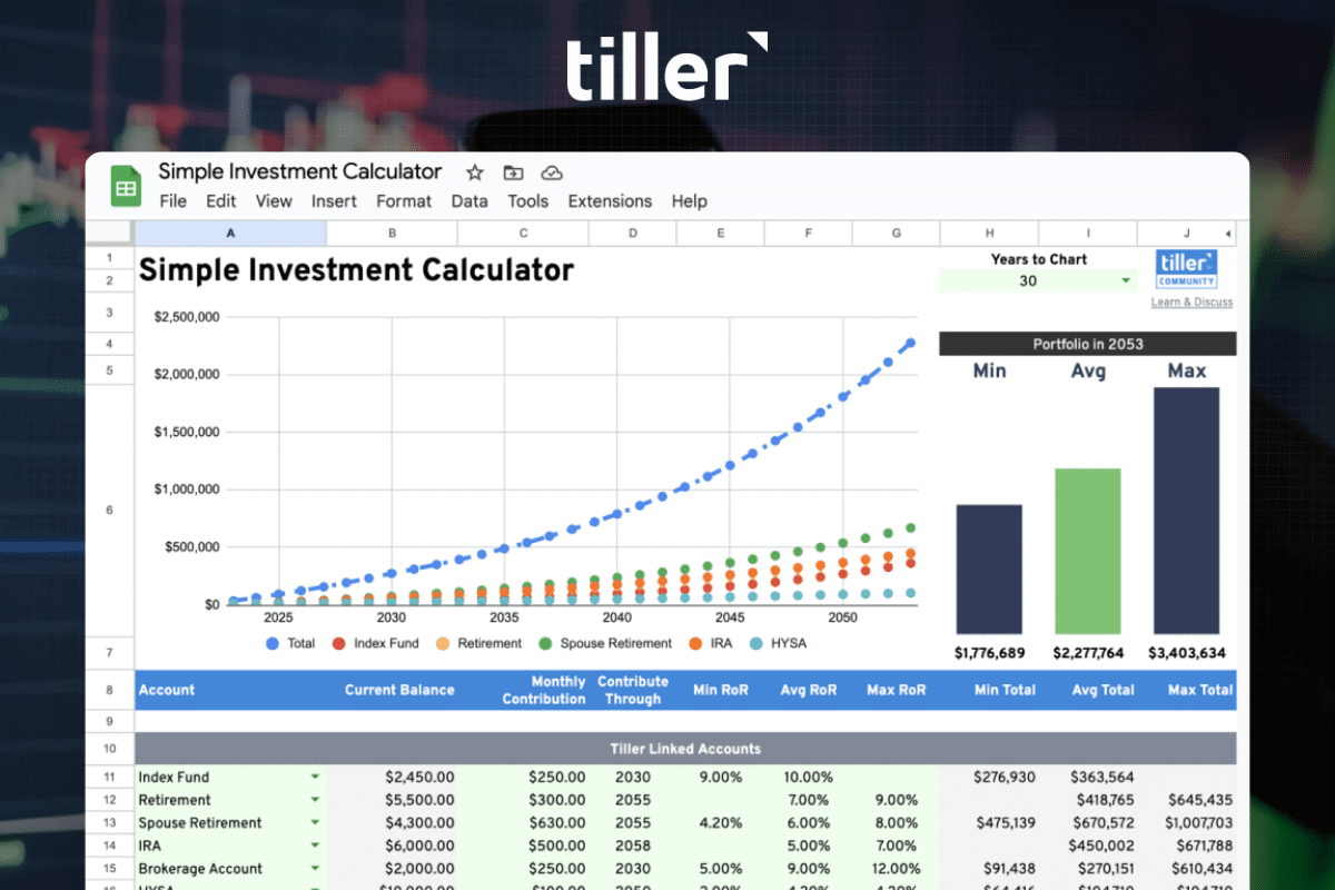Investment Spreadsheet Investment Spreadsheet