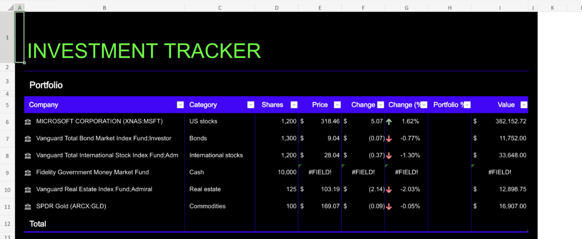 Investment Tracker Excel Investment Tracker Excel