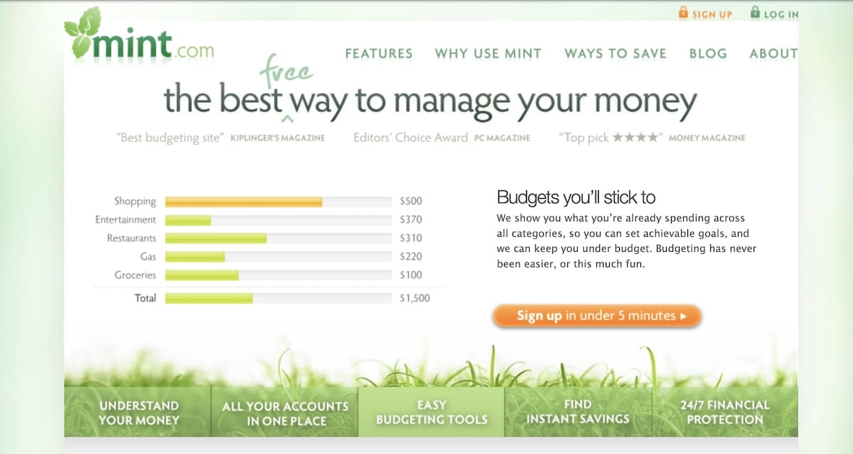 Mint Homepage 2009 Mint Homepage 2009