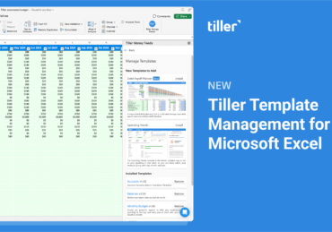 Tiller Template Management for Microsoft Excel