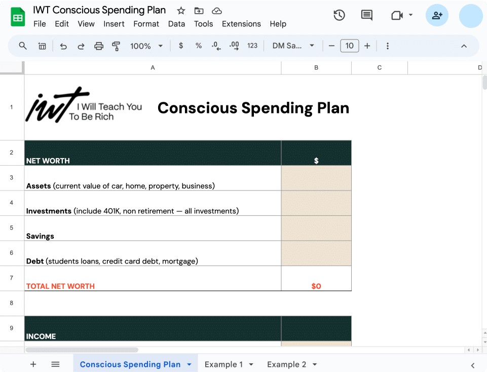 Concious Spending Plan Conscious Spending Plan