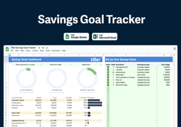 Savings Goal Tracker Google Sheets MS Excel