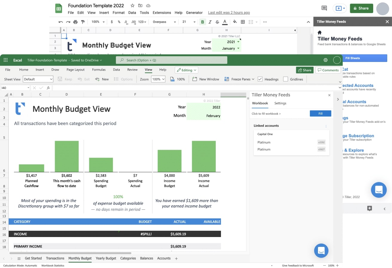 image4 The Tiller Foundation Template monthly budget view